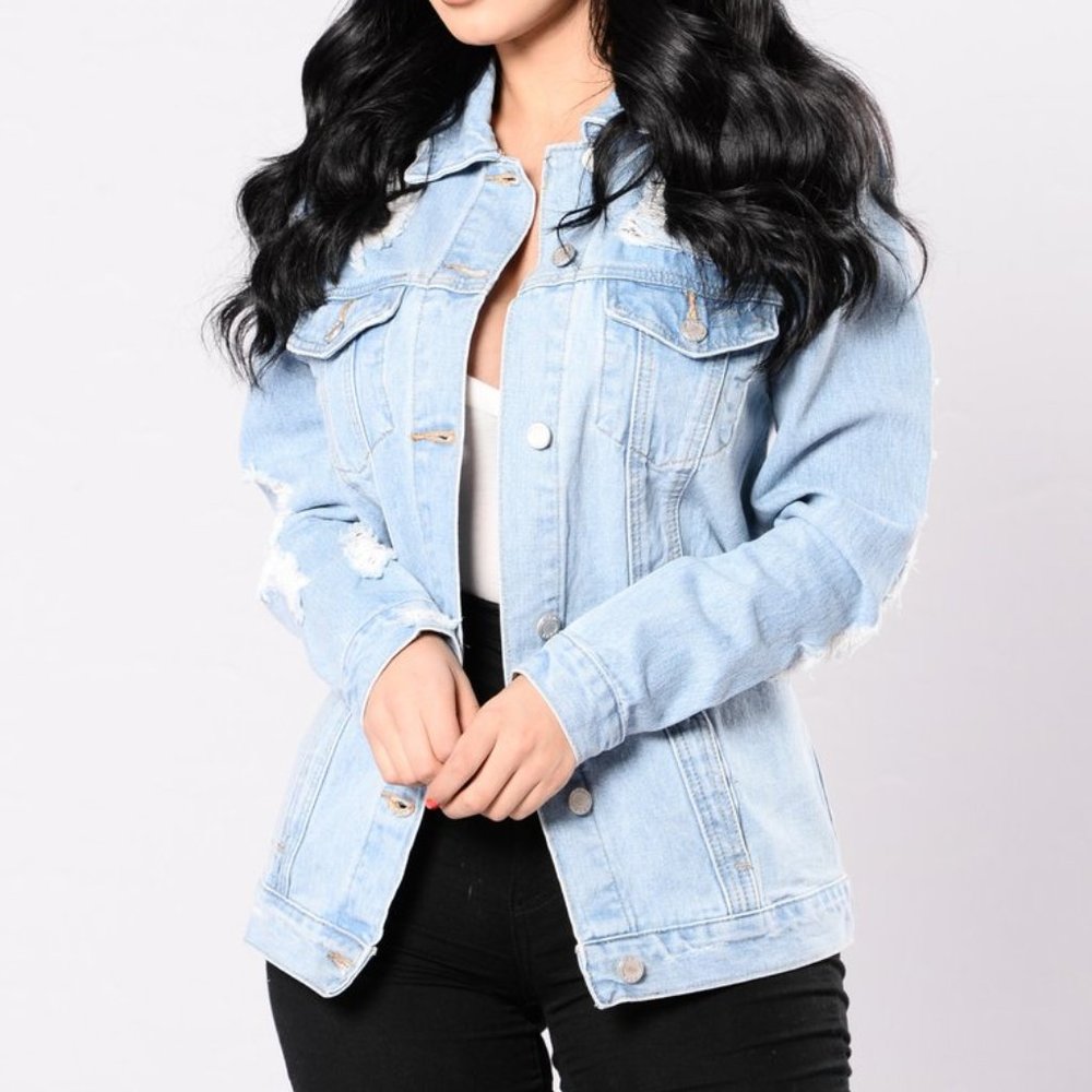 FASHION NOVA Stereo Love Denim Jacket - Bleach